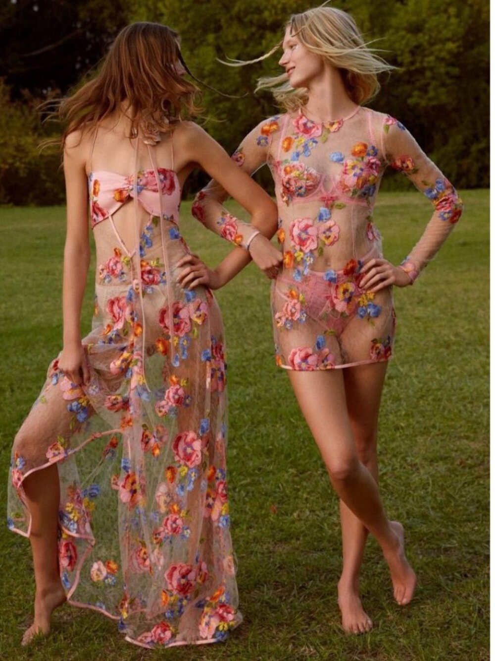 NWT For Love & Lemons Percy Mini Dress Sz M Pink Floral Embroidery NO SLIP LINER